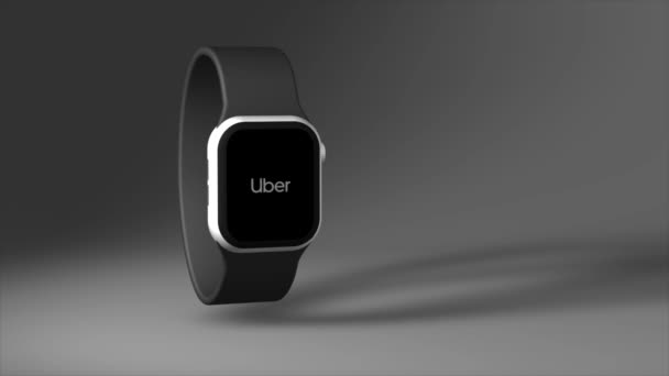 Νέα Υόρκη Ηπα Μαΐου 2023 Λογότυπο Uber Για Smart Watch — Αρχείο Βίντεο