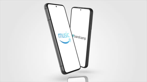 New York Amerika Serikat Mei 2023 Amazon Music Bandcamp App — Stok Video