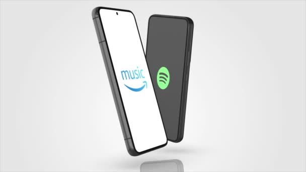 New York Abd Mayıs 2023 Spotify Amazon Music App Logo — Stok video