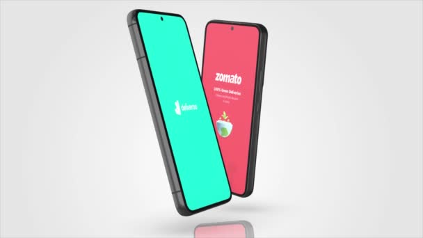 New York Usa Mai 2023 Deliveroo Zomato App Logo Phone – stockvideo