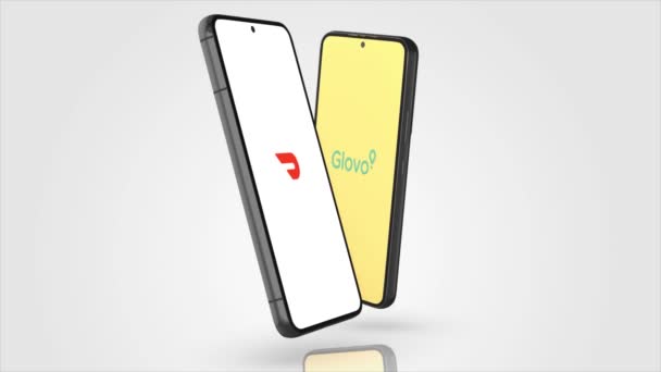 ニューヨーク アメリカ 2023年5月1日 Doordash Glovo App Logo Phone Screen Animation — ストック動画
