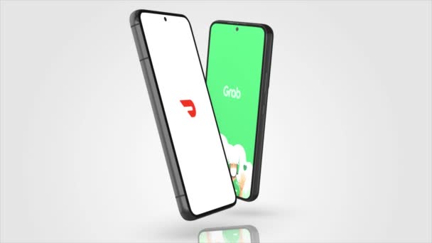 ニューヨーク アメリカ 2023年5月1日 Doordash Grab App Logo Phone Screen Animation — ストック動画