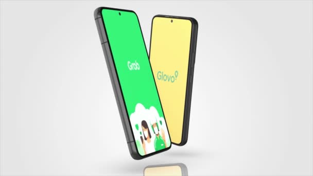Νέα Υόρκη Ηπα Μαΐου 2023 Grab Glovo App Logo Phone — Αρχείο Βίντεο
