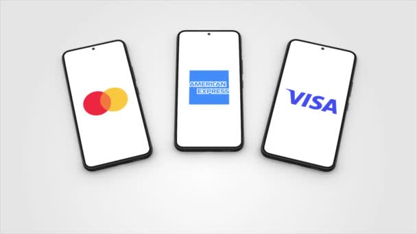 New York Usa May 2023 American Express Mastercard Visa App — 비디오
