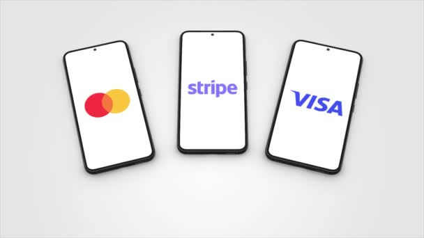Нью Йорк Сша Мая 2023 Года Приложение Stripe Mastercard Visa — стоковое видео