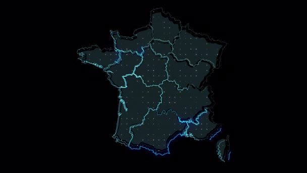 Francia Contorno Forma Del Mapa País Contorno Digital — Vídeo de stock