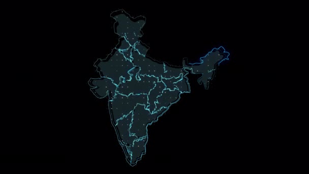 Indie Mapa Tvar Obrysu Země Digitální Obrys — Stock video