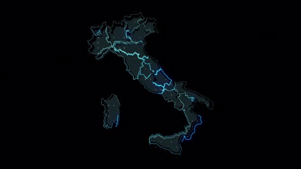 Itálie Tvar Mapy Digitální Obrys Země — Stock video