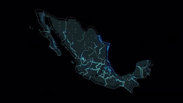 Esquema Forma Del Mapa México Contorno Digital País — Vídeo de stock