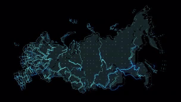 Rússia Mapa Forma Esboço País Digital Contour — Vídeo de Stock
