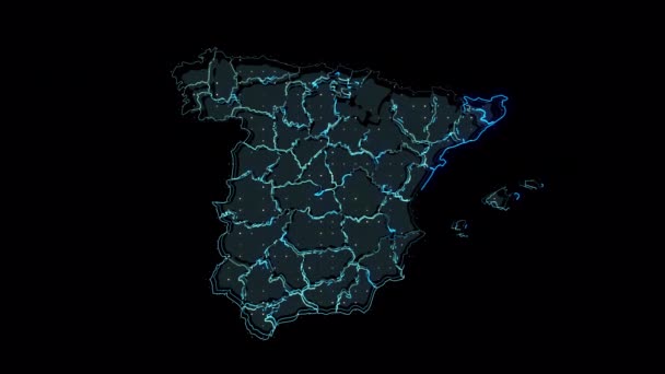Espagne Carte Forme Contour Pays Contour Numérique — Video