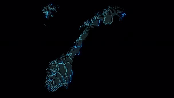 Tvar Mapy Norska Digitální Obrys Země — Stock video