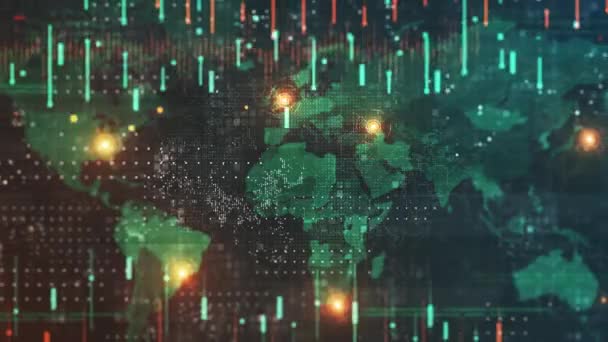 Mapa Del Mundo Fondo Digital Fondo Tecnológico — Vídeos de Stock