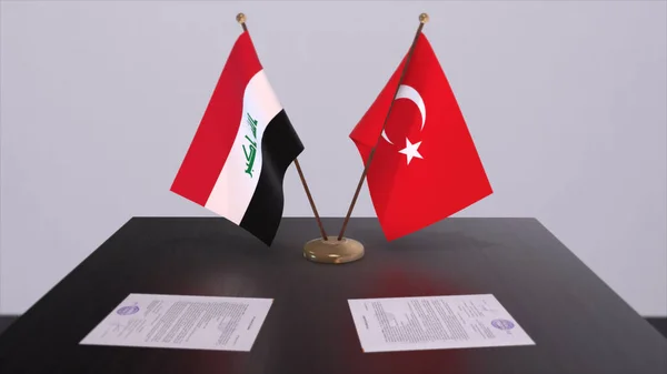 Iraq Turkey Flags Politics Meeting Business Deal Illustration — Foto Stock