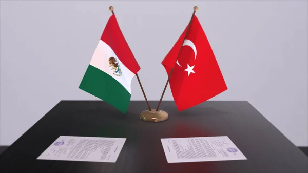 Mexico Turkey Flags Politics Meeting Business Deal Illustration — Stock Photo, Image