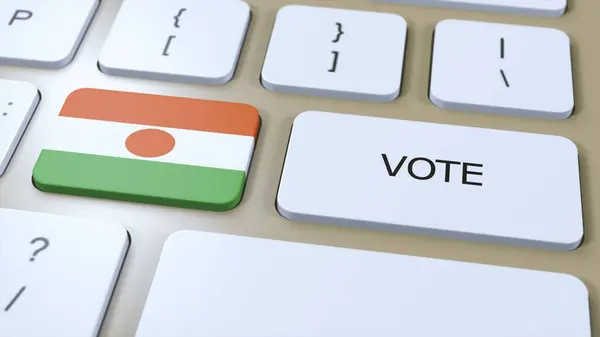 stock image Niger Vote in Country. National Flag and Button 3D Illustration.