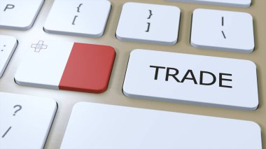 Düğme 3 Boyutlu Resim Üzerine Malta Ülke Bayrağı ve Ticari Metni.