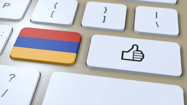 stock image Armenia Flag and Yes or Thumbs Up Button. 3D Illustration.