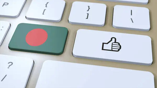 stock image Bangladesh Flag and Yes or Thumbs Up Button. 3D Illustration.