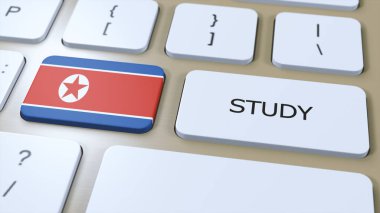 Country Concept 'da Kuzey Kore Çalışması. Bayrak ve Metin 3B Görüntü.