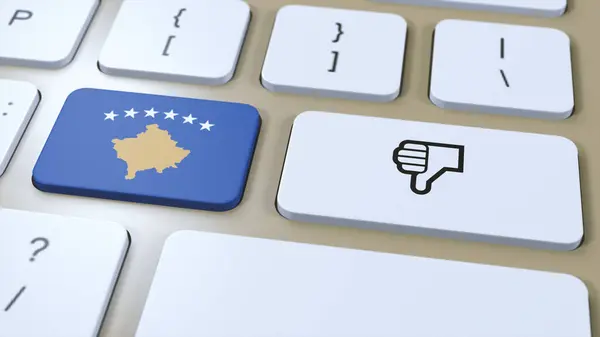 stock image Kosovo Flag and No or Thumbs Down Button. 3D Illustration.