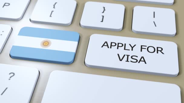 Visa Konsepti Için Arjantin Başvurusu Ulusal Bayrağı Olan Ülke Veya — Stok video