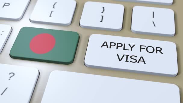 Bangladesh Demander Visa Concept Visa Pays Gouvernement Avec Drapeau National — Video
