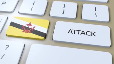 Brunei Ülke Ulusal Bayrak ve Mesaj Saldırısı. Savaş Konsepti.