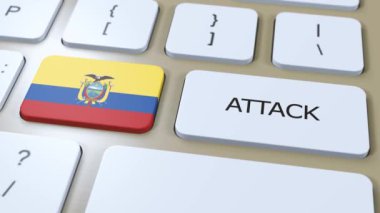 Ekvador Ülkesi Ulusal Bayrak ve Metin Saldırısı. Savaş Konsepti.