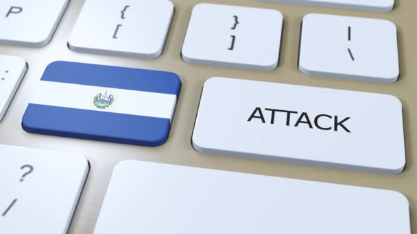 Salvador País Bandeira Nacional Ataque Texto Botão Conceito Guerra — Vídeo de Stock
