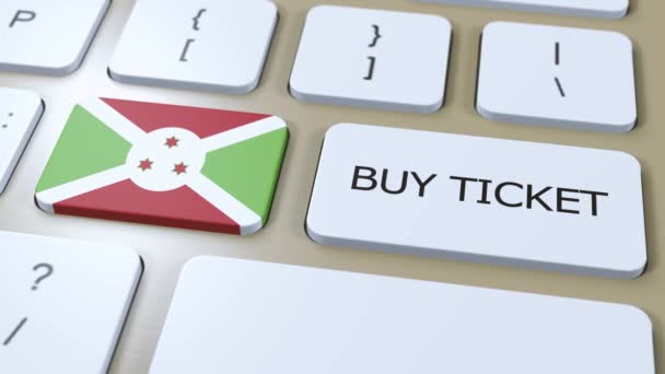 Burundi Národní Vlajka Tlačítko Textem Koupit Vstupenku Koncept Cestování — Stock video