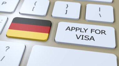 Almanya Visa Konsepti için başvuruda bulundu. Ulusal Bayrağı olan Ülke veya Hükümetin Vizesi.