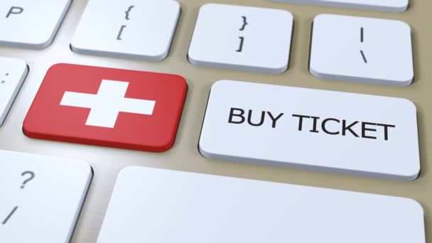Swiss National Flag Dan Button Dengan Text Buy Ticket Konsep — Stok Video