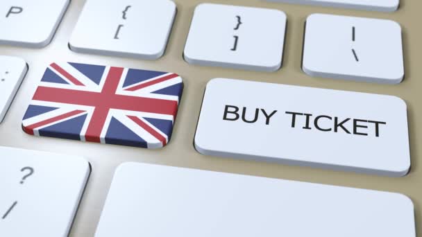United Kingdom National Flag Button Text Buy Ticket Travel Concept — Stock Video