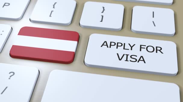 Austria Richiesta Visa Concept Visto Paese Governo Con Bandiera Nazionale — Video Stock