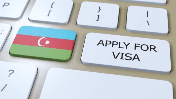アゼルバイジャンはビザの概念を申請する 国旗を持つ国または政府のビザ — ストック動画