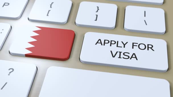 Bahreïn Demander Visa Concept Visa Pays Gouvernement Avec Drapeau National — Video