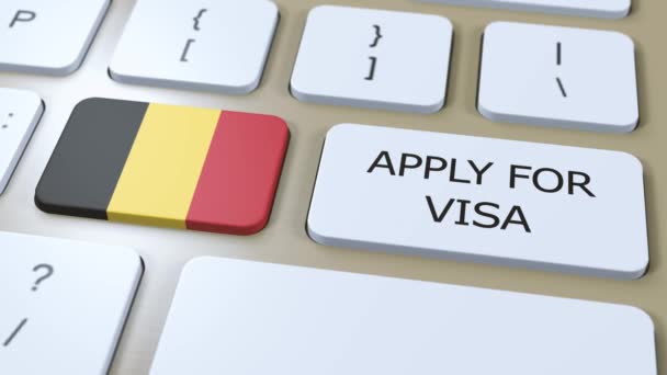 Belgique Demander Visa Concept Visa Pays Gouvernement Avec Drapeau National — Video
