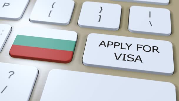 Bulgarie Demander Visa Concept Visa Pays Gouvernement Avec Drapeau National — Video