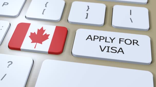 Kanada Visa Konsepti Için Başvuruda Bulundu Ulusal Bayrağı Olan Ülke — Stok video
