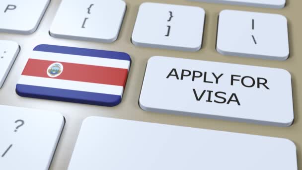 Costa Rica Demander Visa Concept Visa Pays Gouvernement Avec Drapeau — Video