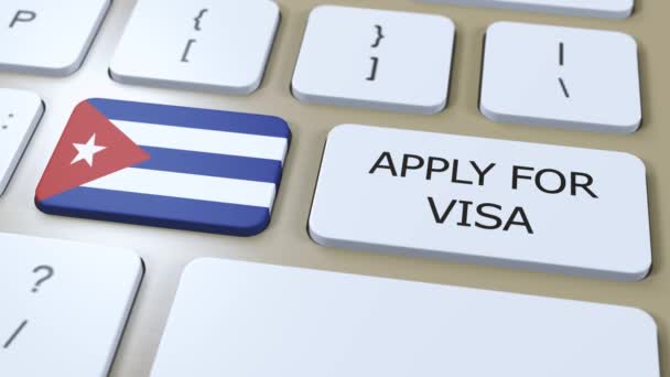 Küba Visa Konsepti Başvurusu Ulusal Bayrağı Olan Ülke Veya Hükümetin — Stok video