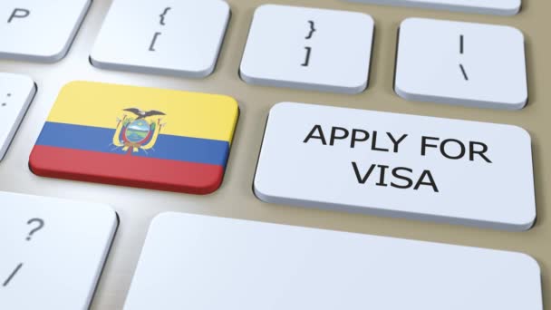 Ekvador Visa Konsepti Için Başvur Ulusal Bayrağı Olan Ülke Veya — Stok video