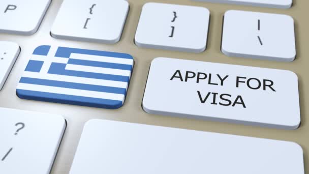 Grecia Richiesta Visa Concept Visto Paese Governo Con Bandiera Nazionale — Video Stock