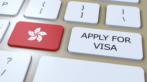 Hong Kong Demander Visa Concept Visa Pays Gouvernement Avec Drapeau — Video