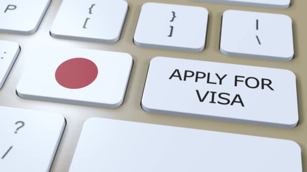 Japon Demander Visa Concept Visa Pays Gouvernement Avec Drapeau National — Video
