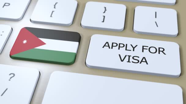 Иордания Подала Заявку Получение Визы Виза Страны Правительства Государственным Флагом — стоковое видео
