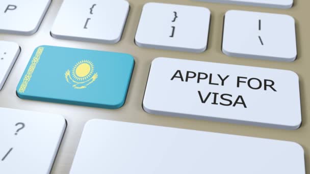 Kazakistan Visa Konsepti Için Başvuruda Bulundu Ulusal Bayrağı Olan Ülke — Stok video