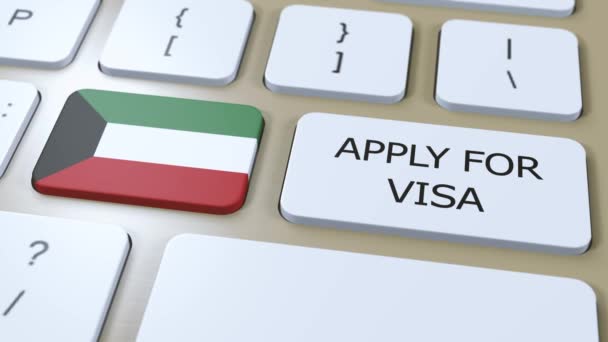 Koweït Demander Visa Concept Visa Pays Gouvernement Avec Drapeau National — Video