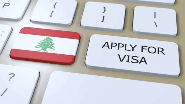 Líbano Solicite Concepto Visa Visa País Gobierno Con Bandera Nacional — Vídeos de Stock